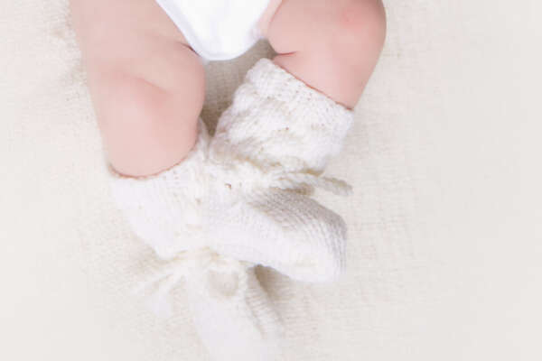 Hand knitted merino wool socks, white